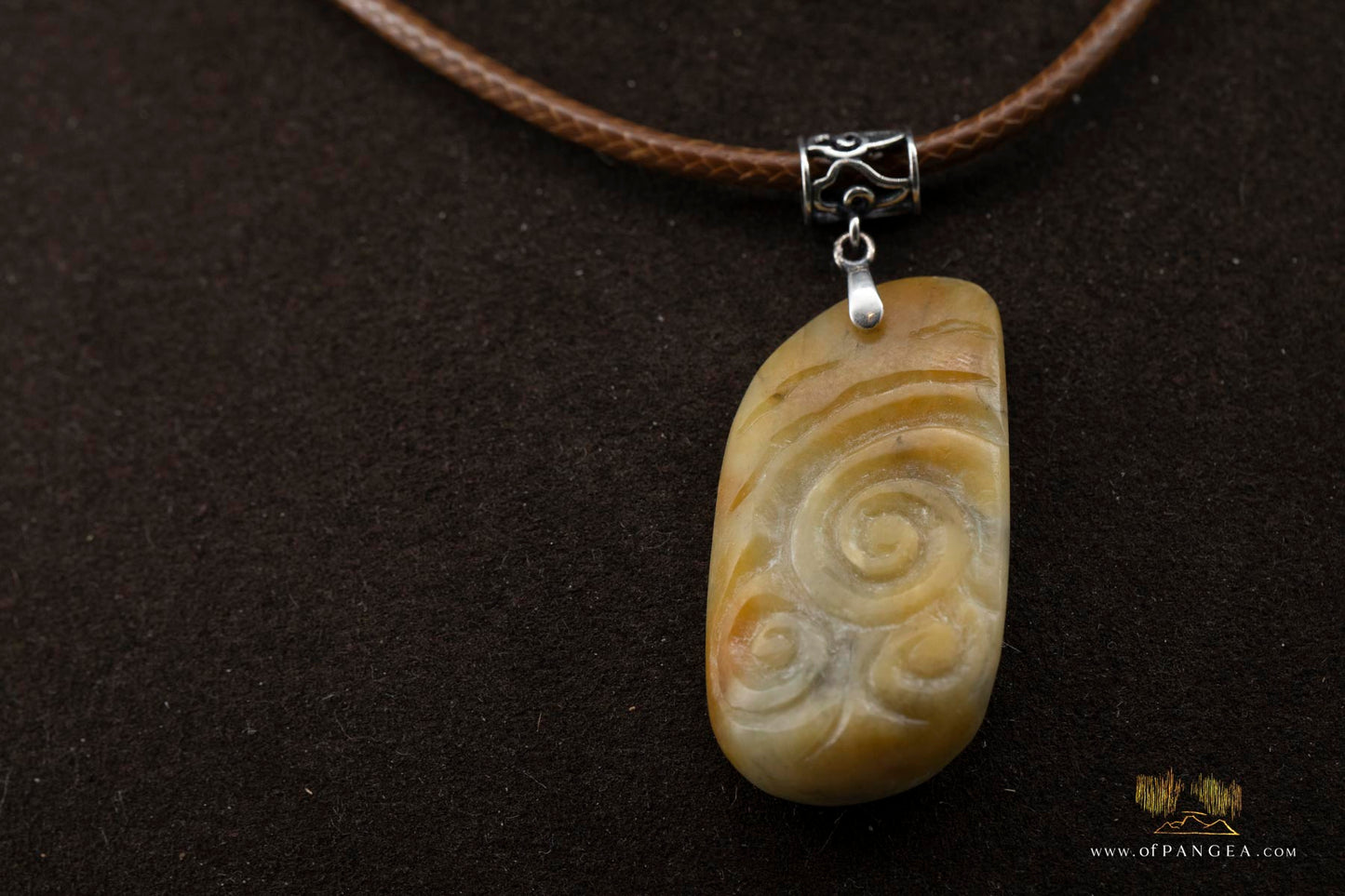 Burmese Jadeite Cloud Pendant and Leather Sterling Silver Necklace || JF698