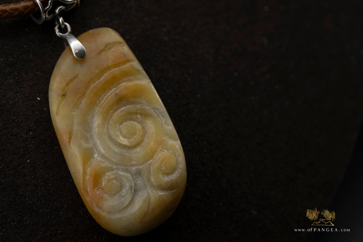 Burmese Jadeite Cloud Pendant and Leather Sterling Silver Necklace || JF698