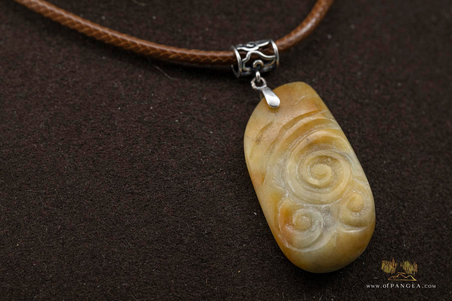 Burmese Jadeite Cloud Pendant and Leather Sterling Silver Necklace || JF698