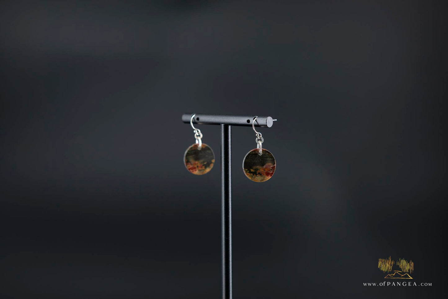 Picasso Jasper discus earrings (Red Creek) - Sterling Silver