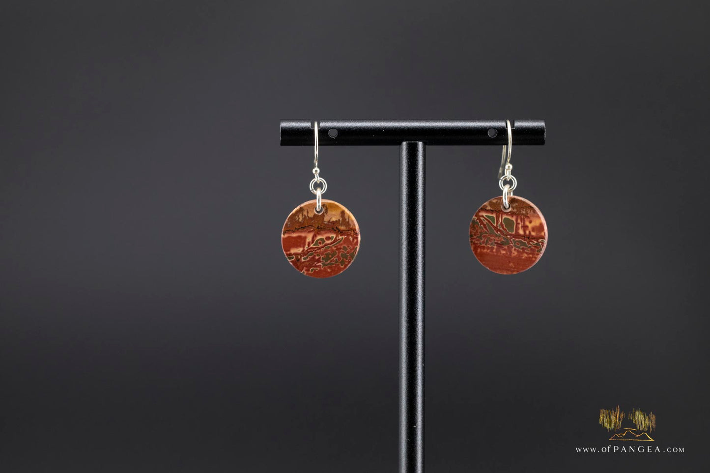 Picasso Jasper discus earrings (Red Creek) - Sterling Silver