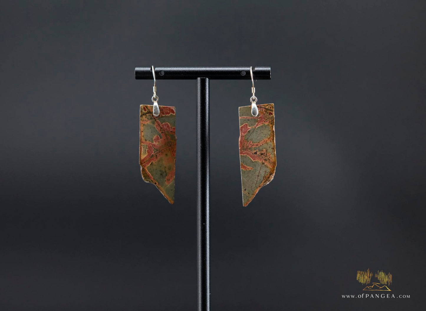 Picasso Jasper freeform earrings (Red Creek) - Sterling Silver