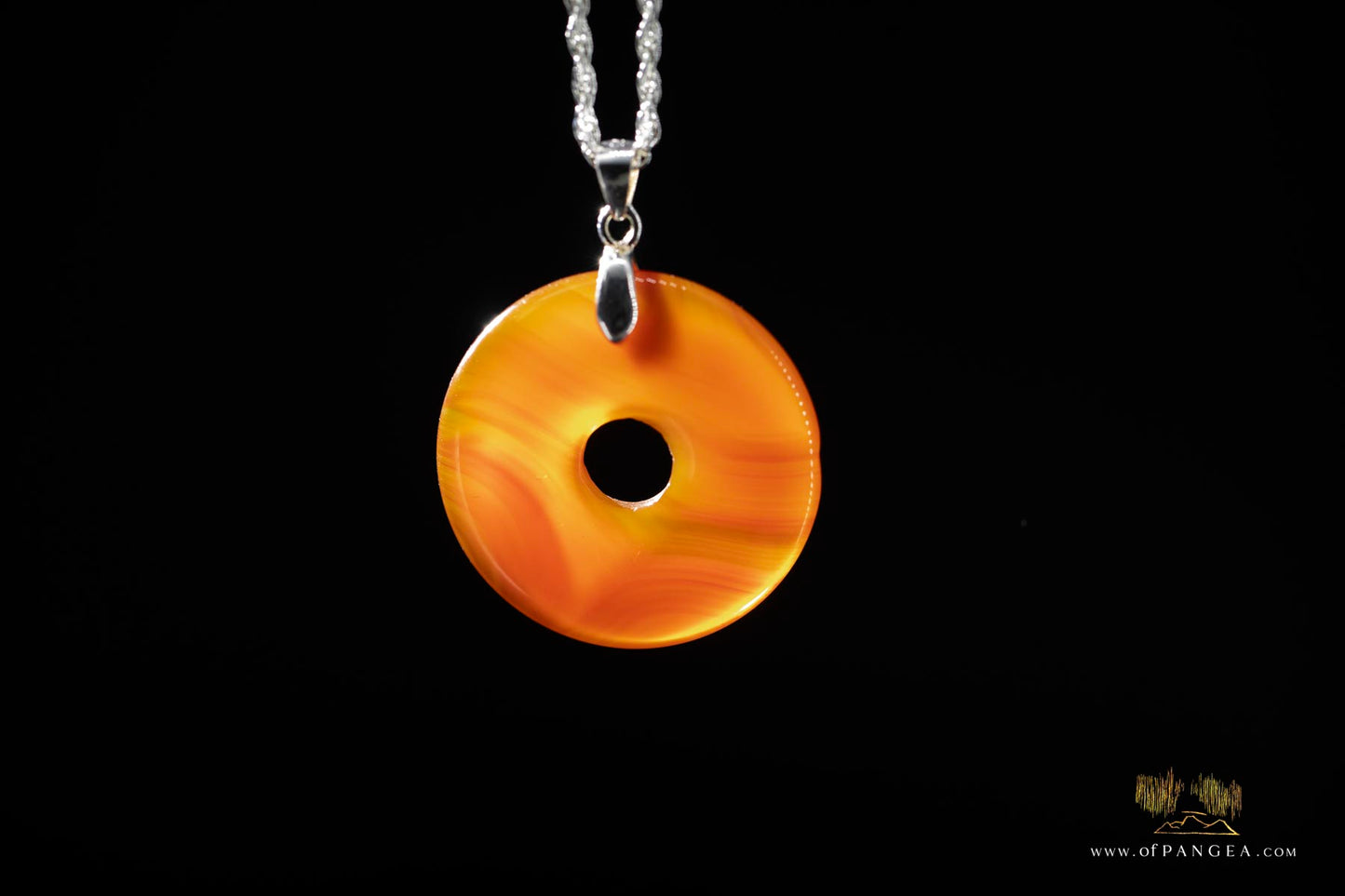 Carnelian Donut Necklace - 1.35mm Italian sterling silver rope chain 20inch || JF742