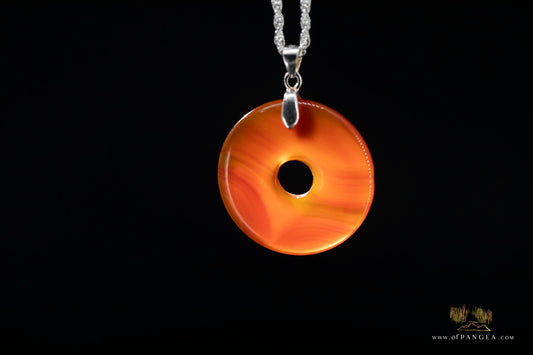 Carnelian Donut Necklace - 1.35mm Italian sterling silver rope chain 20inch || JF742