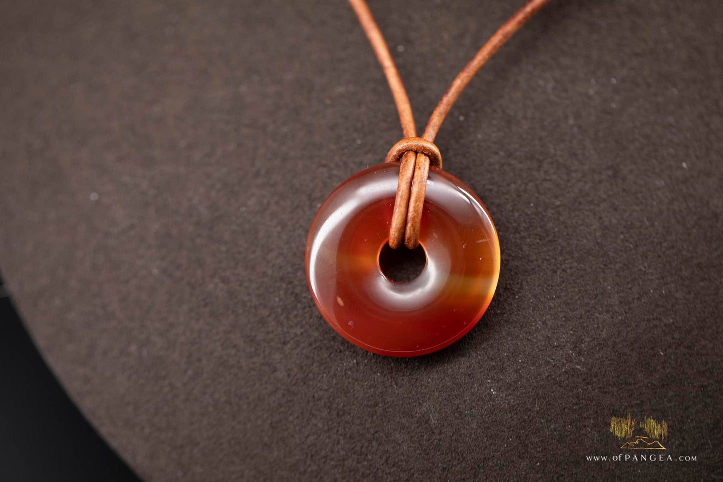 Carnelian Donut Necklace - Italian Leather round cord || JF743