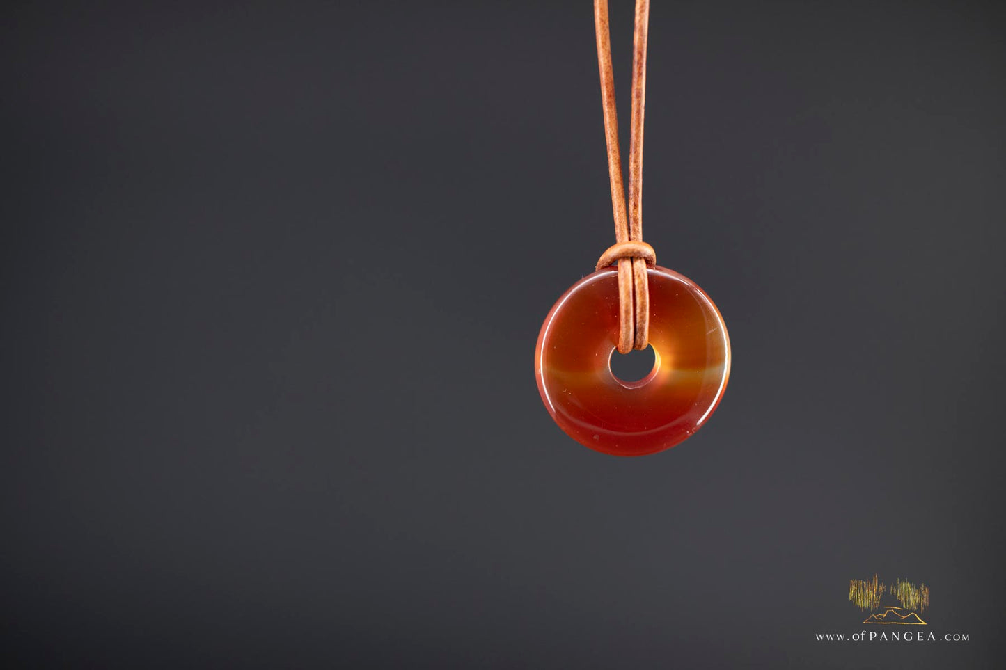 Carnelian Donut Necklace - Italian Leather round cord || JF743