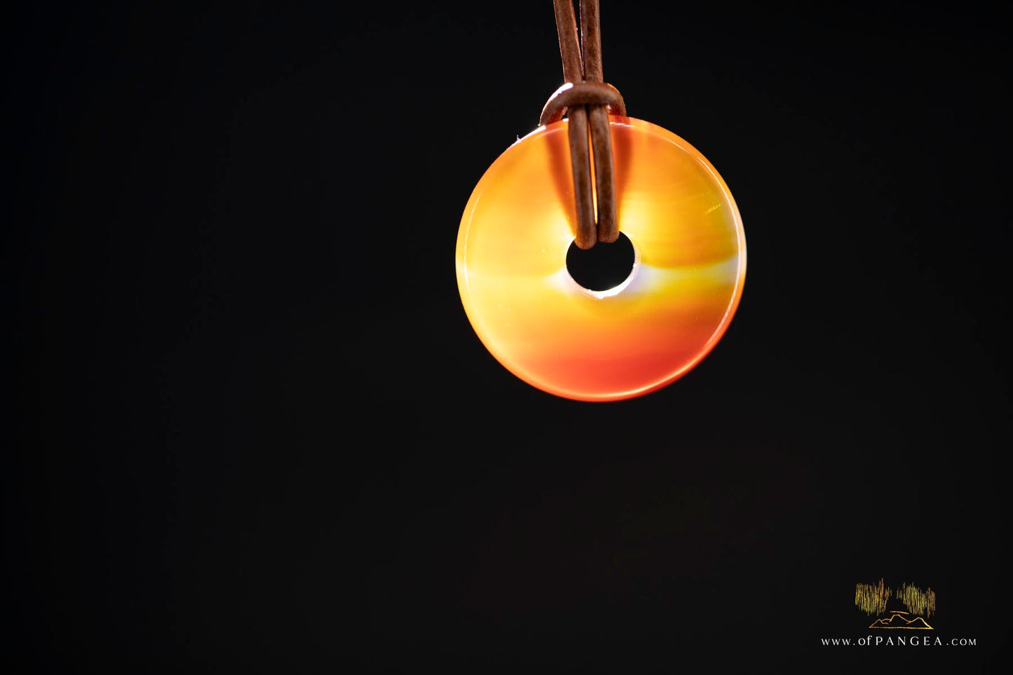 Carnelian Donut Necklace - Italian Leather round cord || JF743
