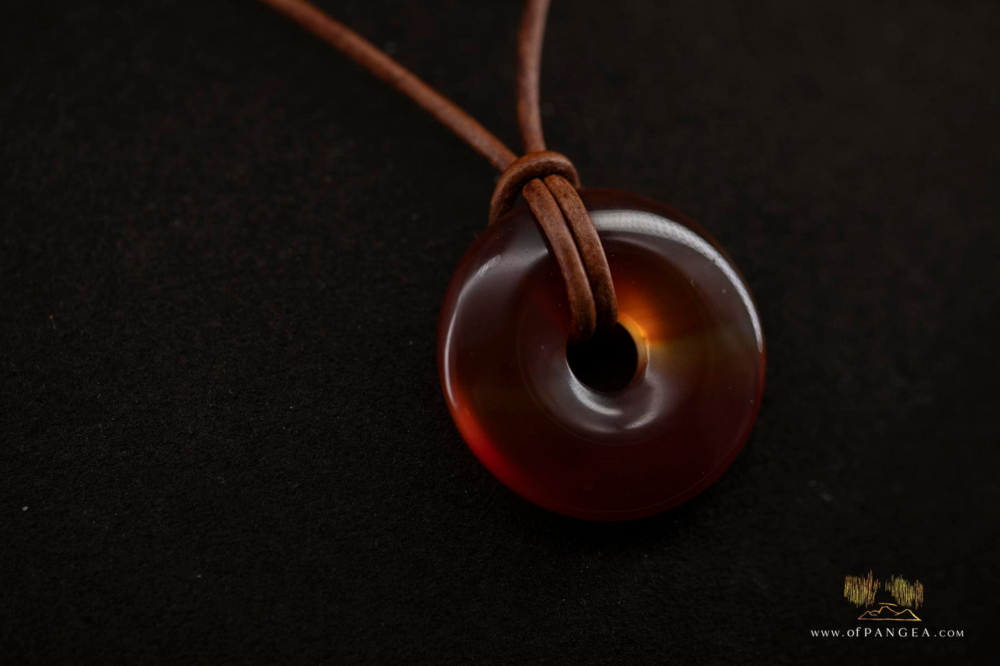 Carnelian Donut Necklace - Italian Leather round cord || JF743