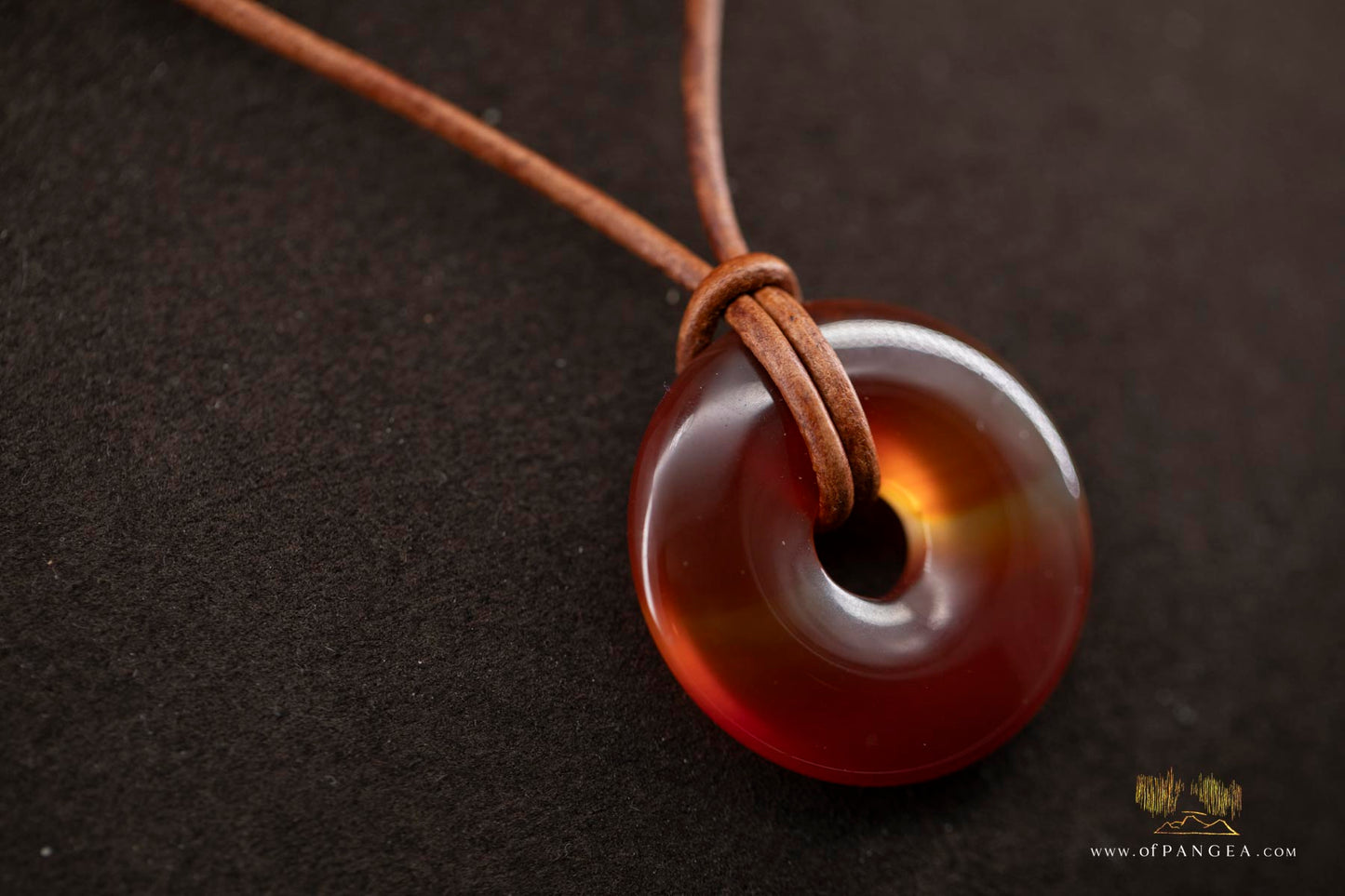 Carnelian Donut Necklace - Italian Leather round cord || JF743