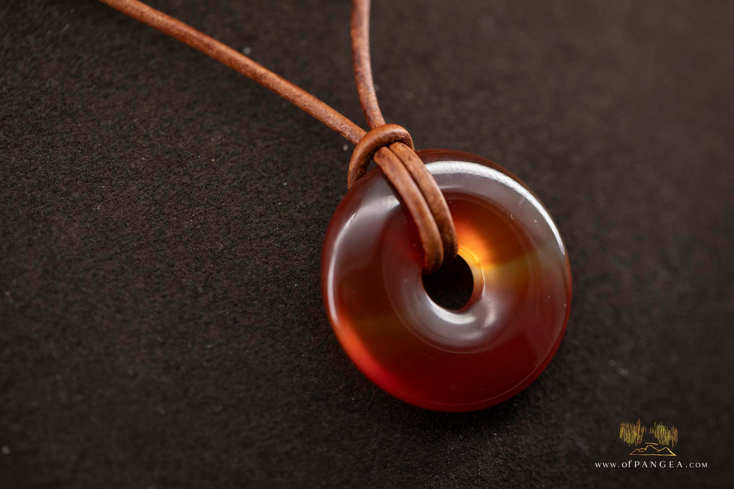 Carnelian Donut Necklace - Italian Leather round cord || JF743