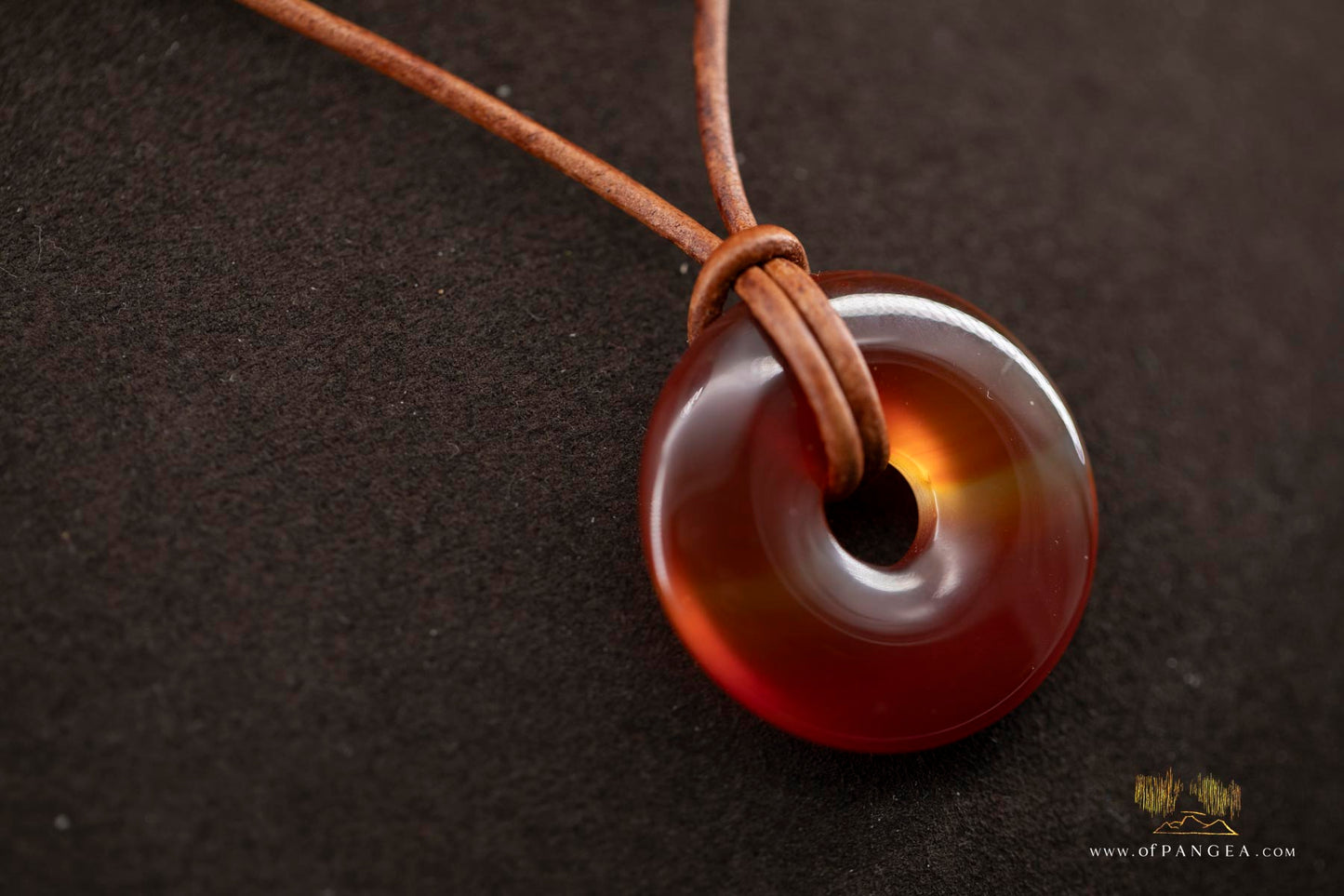 Carnelian Donut Necklace - Italian Leather round cord || JF743