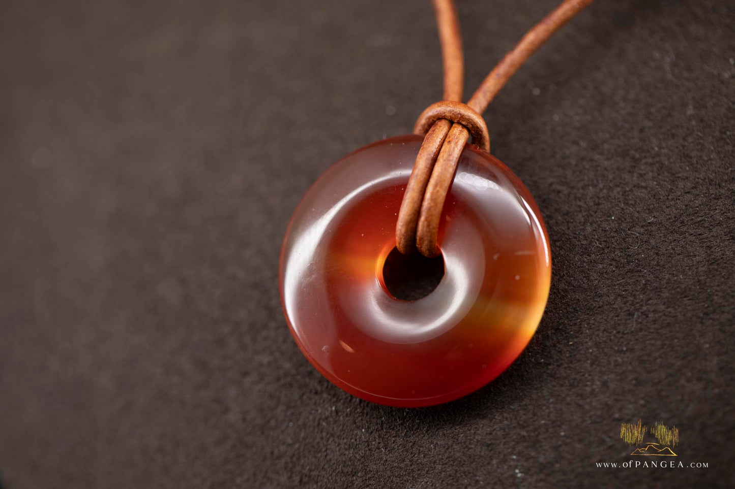 Carnelian Donut Necklace - Italian Leather round cord || JF743