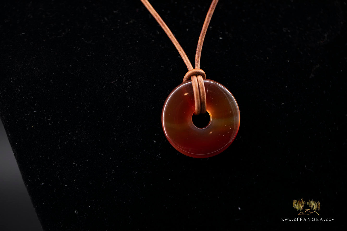 Carnelian Donut Necklace - Italian Leather round cord || JF743