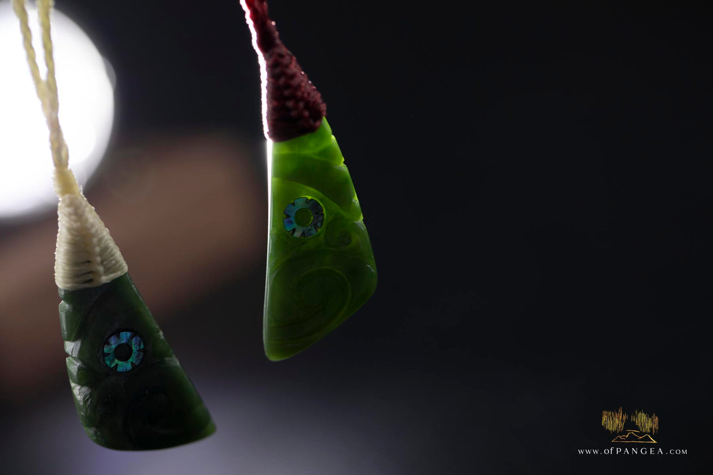 hei Tiki Wheku necklace (JF745 white) - Nephrite Jade - Abalone Paua eye - Kahurangi Pounamu - New Zealand