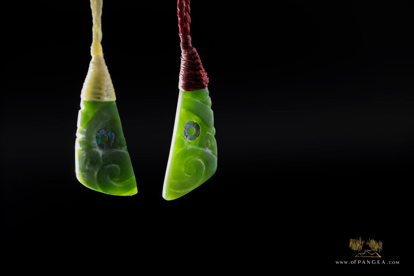 hei Tiki Wheku necklace (JF745 white) - Nephrite Jade - Abalone Paua eye - Kahurangi Pounamu - New Zealand