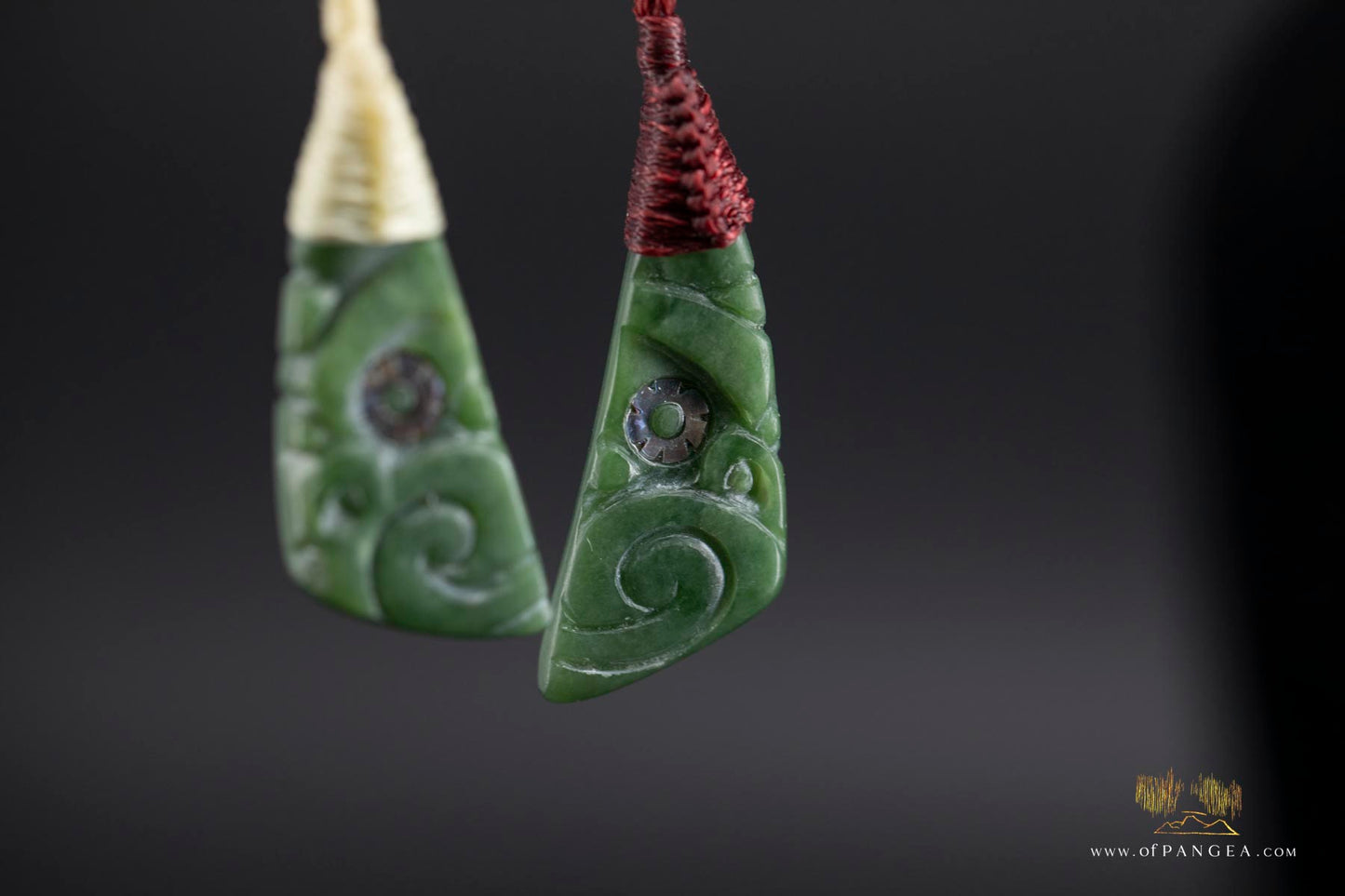 hei Tiki Wheku necklace (JF745 white) - Nephrite Jade - Abalone Paua eye - Kahurangi Pounamu - New Zealand