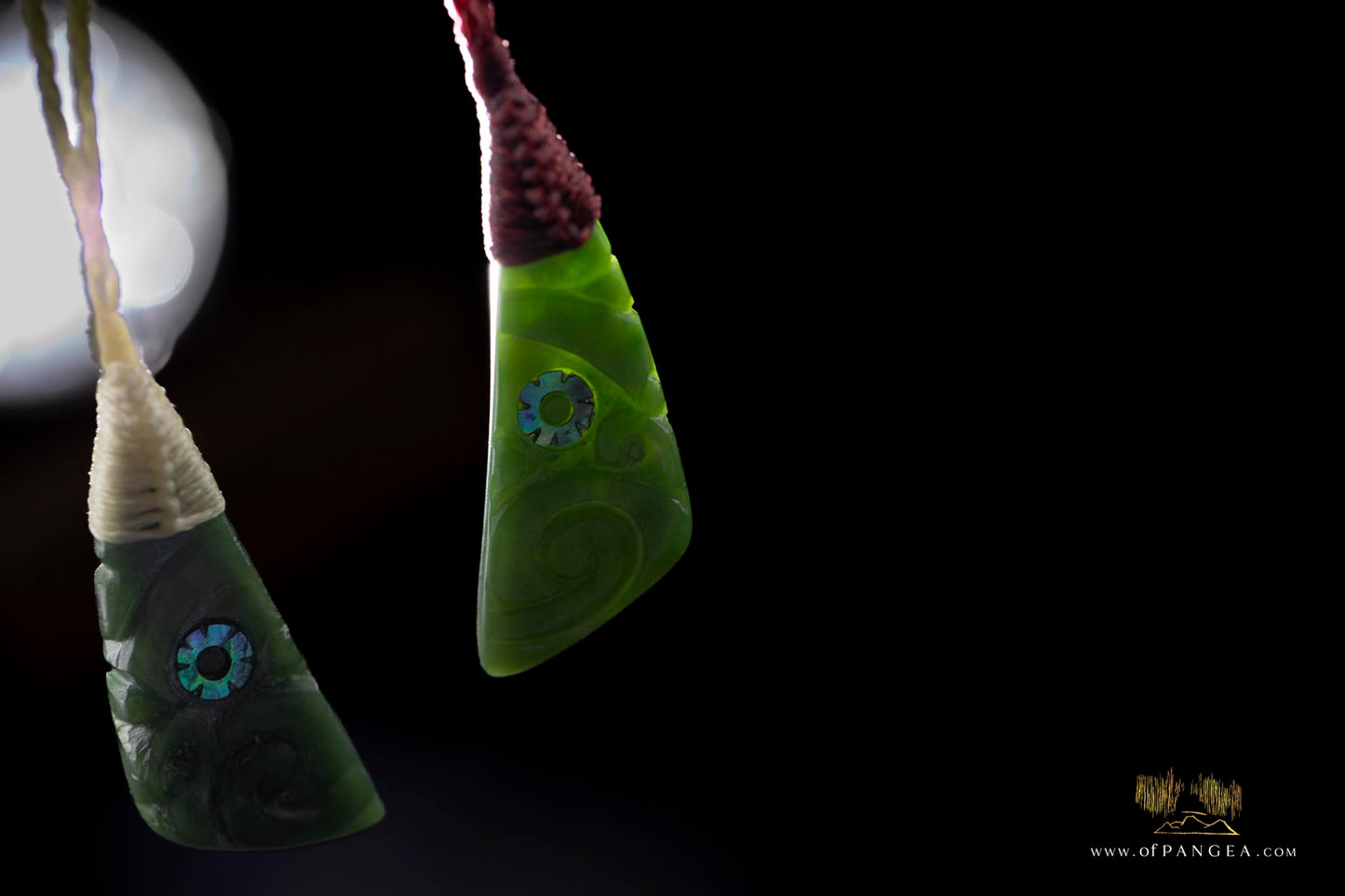 hei Tiki Wheku necklace (JF745 white) - Nephrite Jade - Abalone Paua eye - Kahurangi Pounamu - New Zealand