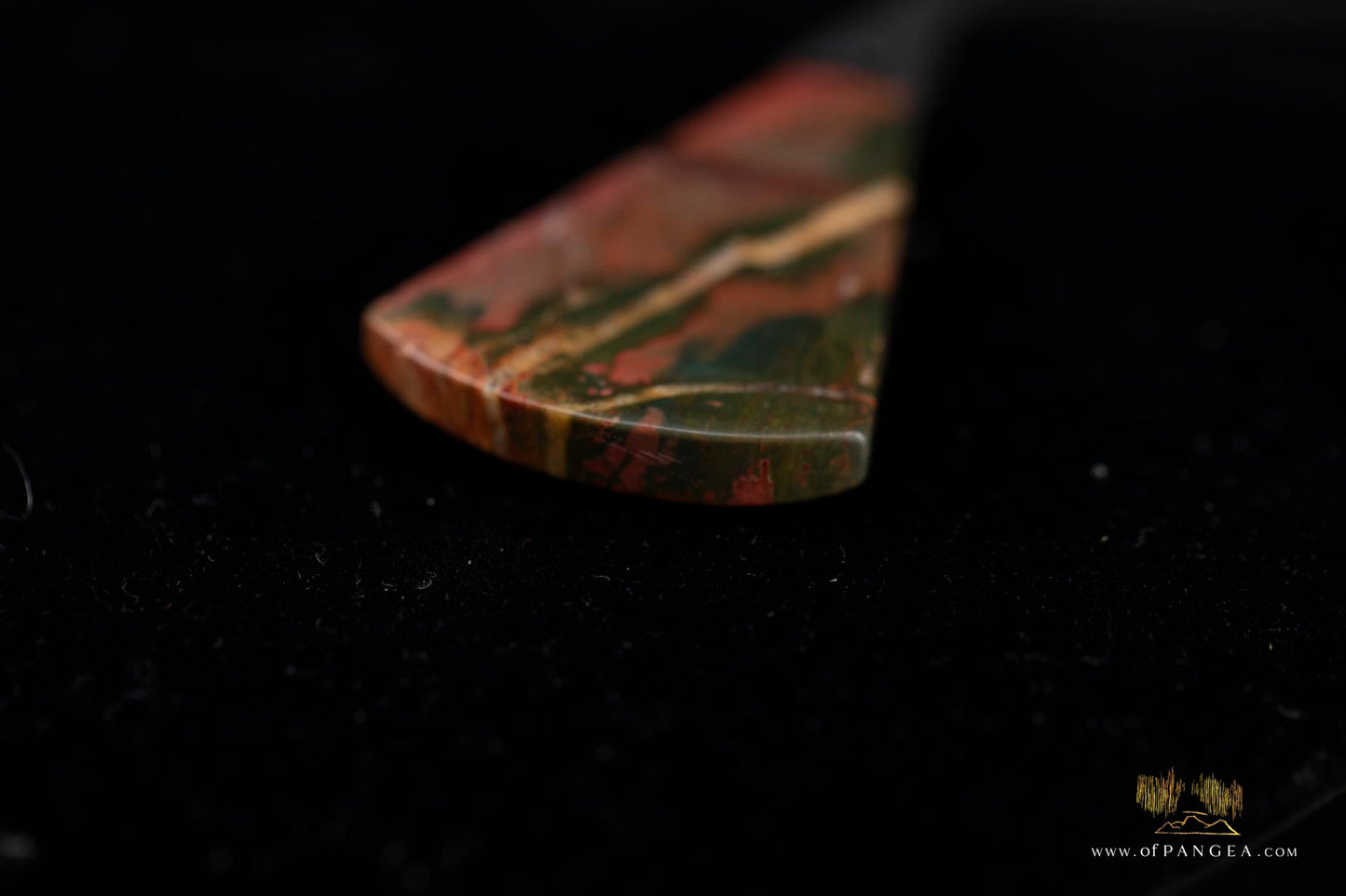 Picasso Jasper Fan Pendant - statement necklace plaited black cord (Red Creek) || JF748