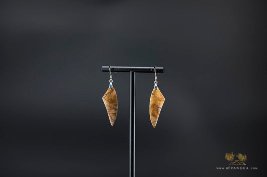 Picasso Jasper 'wing' earrings (Red Creek) - Sterling Silver