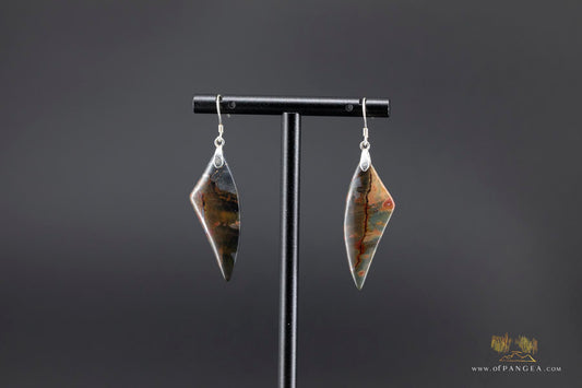 Picasso Jasper 'wing' earrings (Red Creek) - Sterling Silver