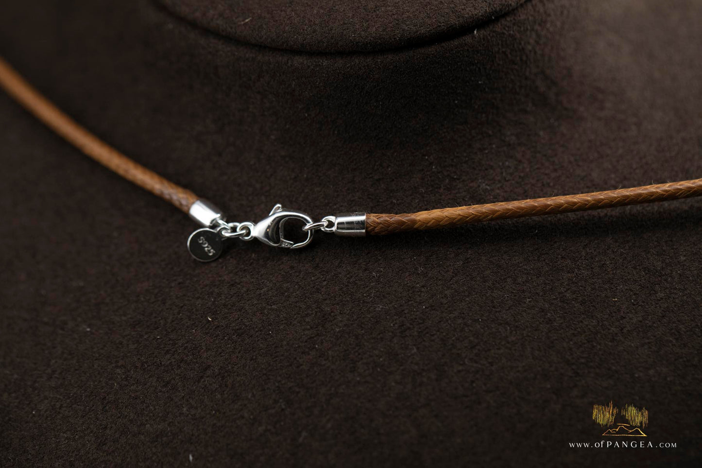 Great White Shark Tooth - Rare Caramel Color fossil - Italian Leather Braid Cord & Sterling Silver lobster clasp