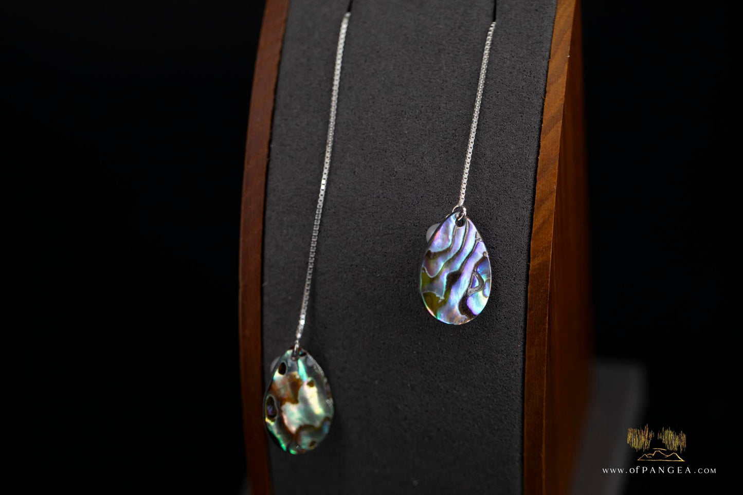 Paua Abalone Teardrop & AAA Akoya Pearl - Pass-through Earrings - Sterling Silver || JF765