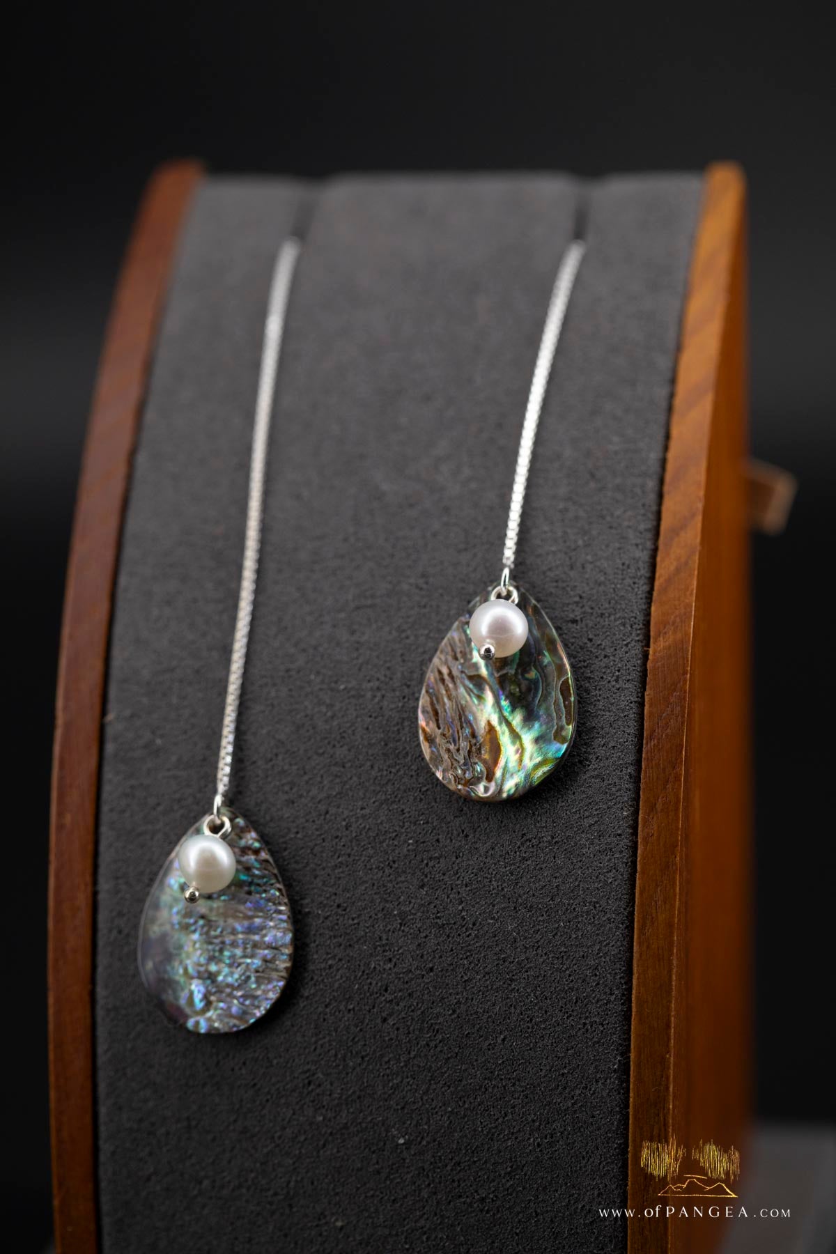 Paua Abalone Teardrop & AAA Akoya Pearl - Pass-through Earrings - Sterling Silver || JF765