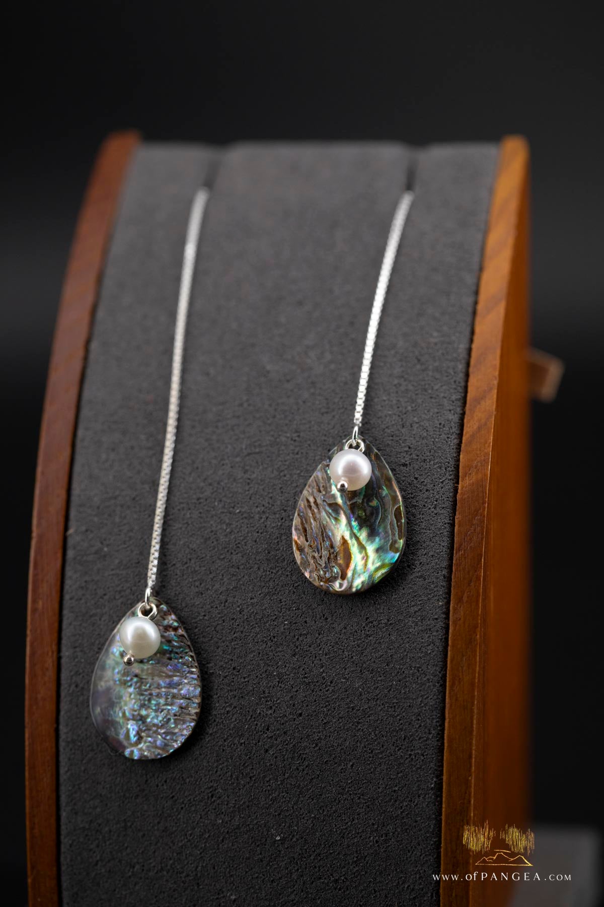 Paua Abalone Teardrop & AAA Akoya Pearl - Pass-through Earrings - Sterling Silver || JF765