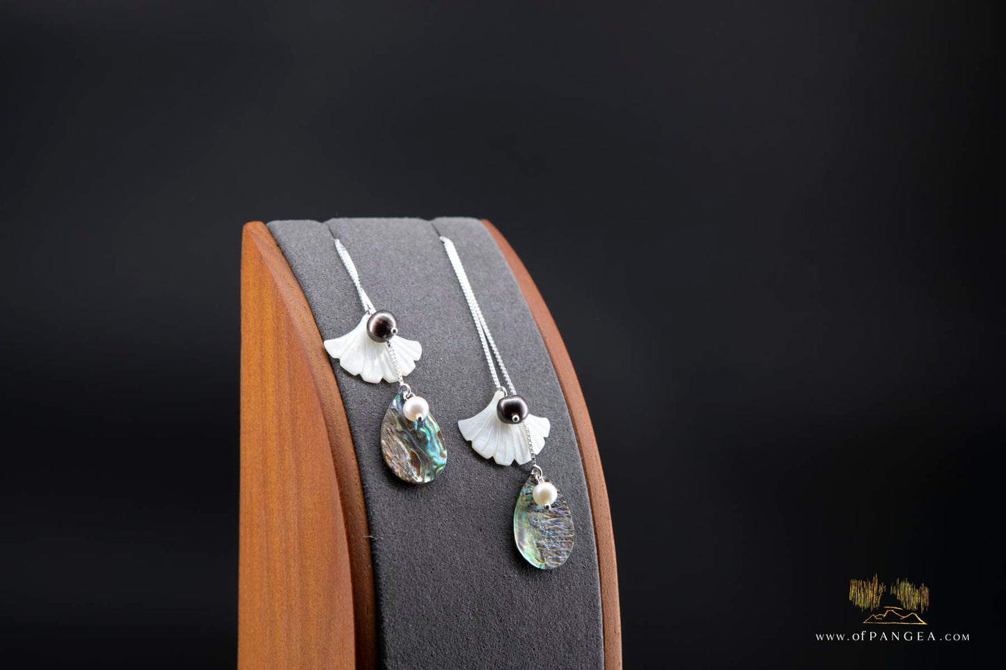 Paua Abalone Teardrop & AAA Akoya Pearl - Pass-through Earrings - Sterling Silver || JF765