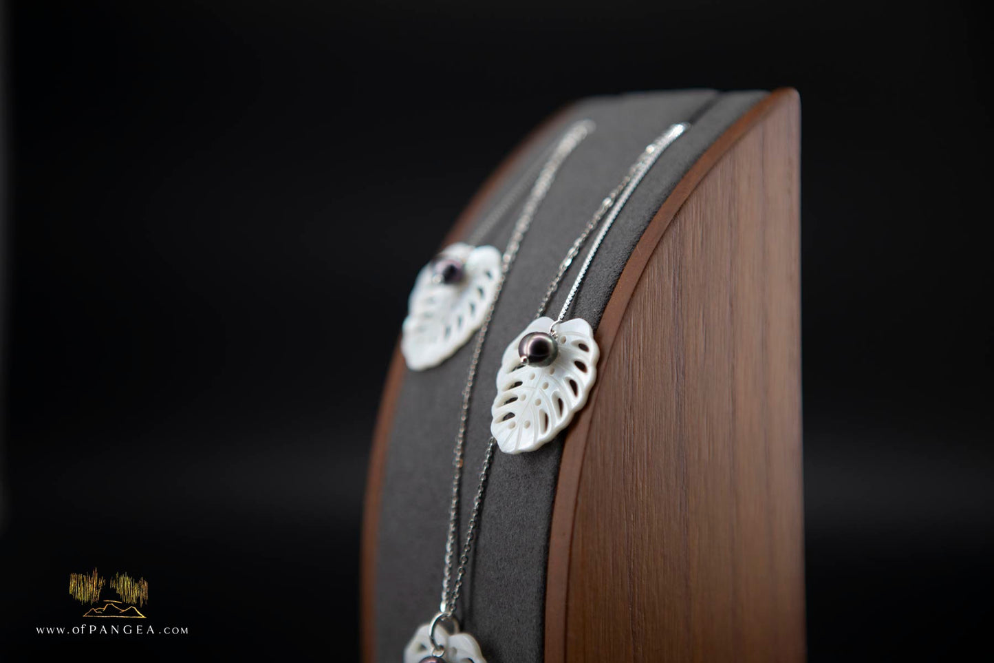 Mother of Pearl Monstera Leaf Pass-through Earrings - AA peacock pearl - Sterling Silver