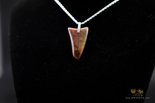 Petrified Wood Pendant & 18inch italian .925 sterling silver rope chain (2mm) || JF774