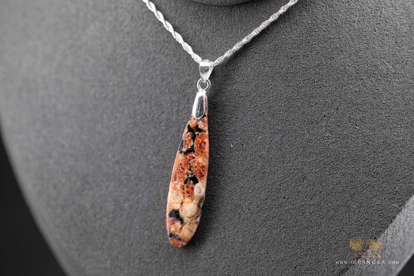 Pink Snowflake Obsidian Necklace - Sterling Silver 18inch