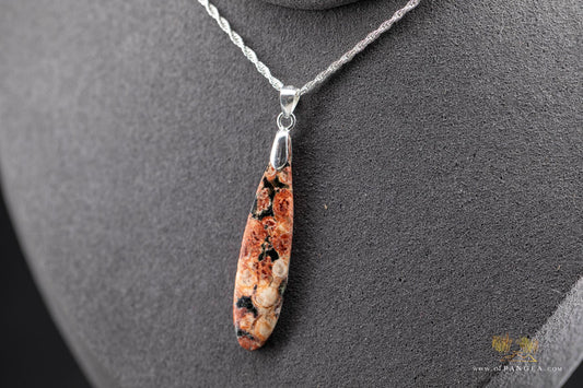 Pink Snowflake Obsidian Necklace - Sterling Silver 18inch