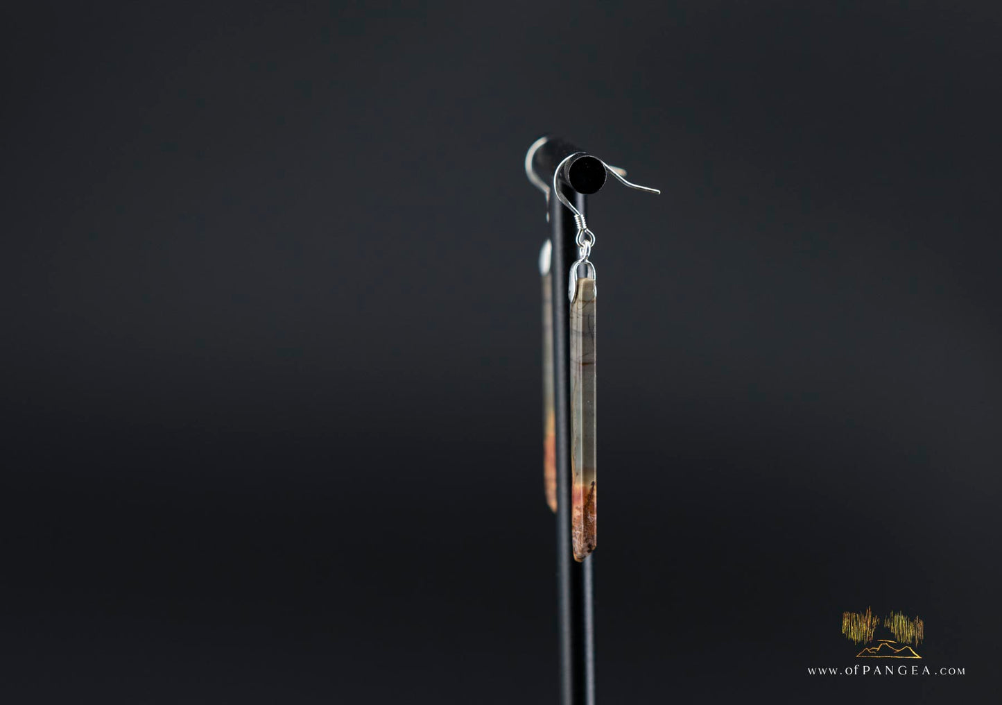 Picasso Jasper slim pillar earrings (Red Creek) - Sterling Silver