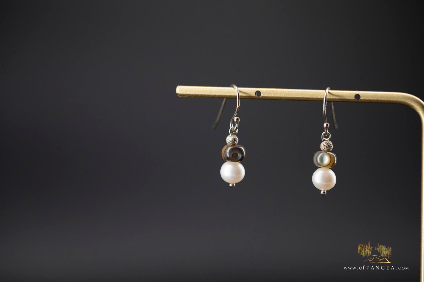 Cascade - AAA Pearl, Abalone bead Earrings - sterling silver || JF807