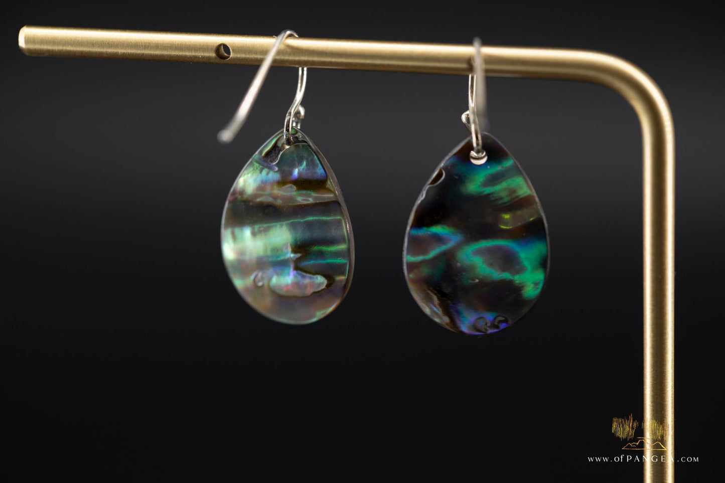 Paua Abalone teardrop earrings & AAA Pearl - sterling silver
