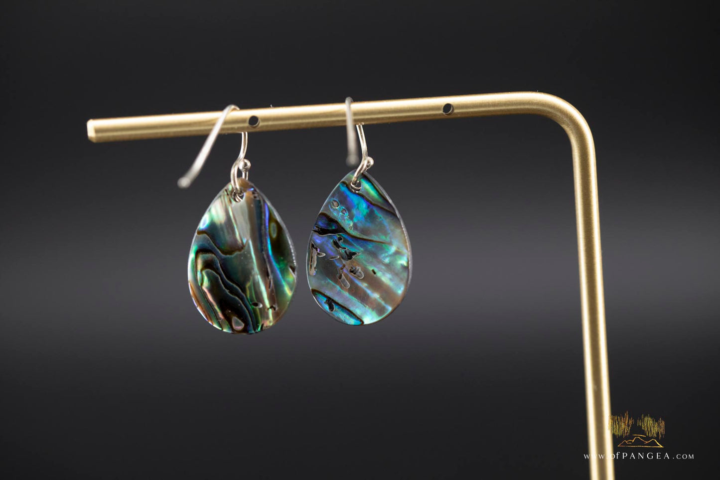 Paua Abalone teardrop earrings & AA Peacock Pearls - sterling silver