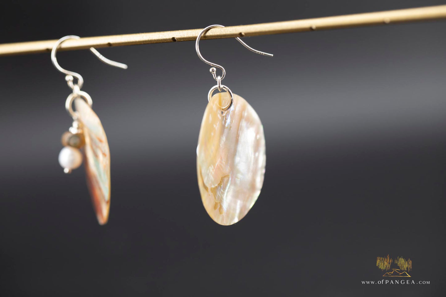 Red Abalone Circle (Mother of Pearl) Earrings - AAA Pearl, Abalone bead, sterling silver