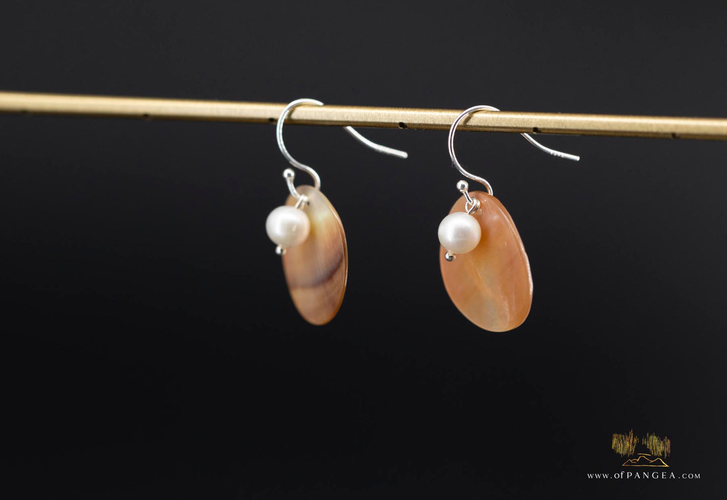 Pteria Penguin Shell Earrings - 20mm Round Disc AAA Pearl sterling silver