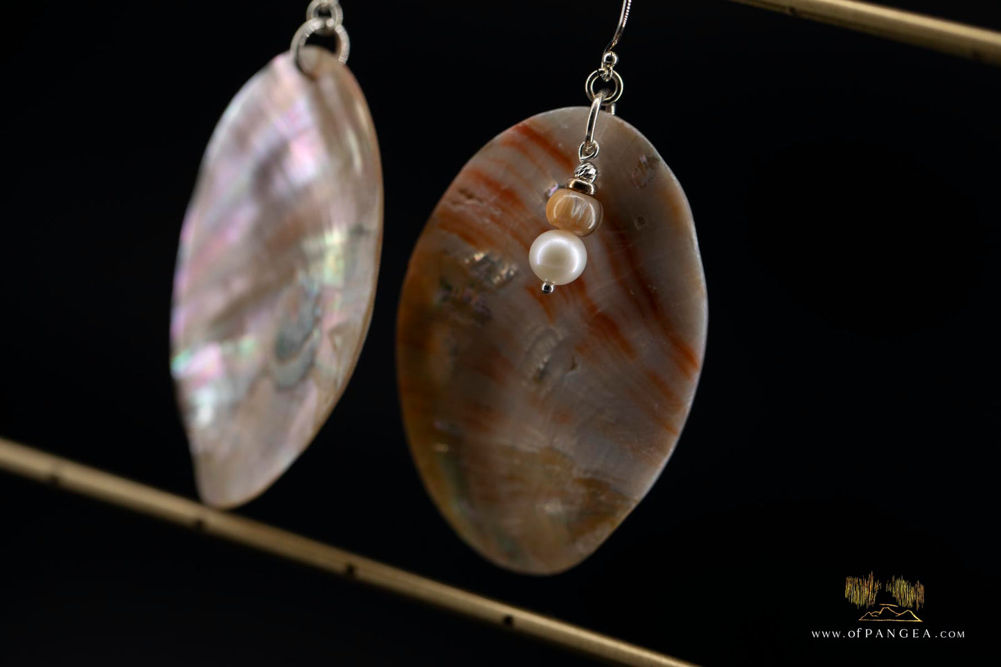 Red Abalone Oval (Mother of Pearl) Earrings - AAA Pearl, Abalone bead, sterling silver