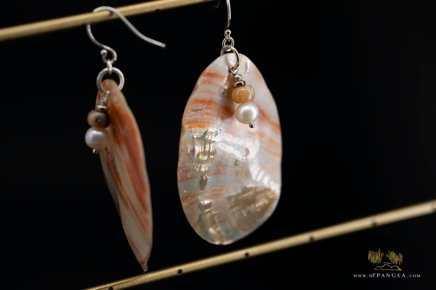 Red Abalone Oval (Mother of Pearl) Earrings - AAA Pearl, Abalone bead, sterling silver