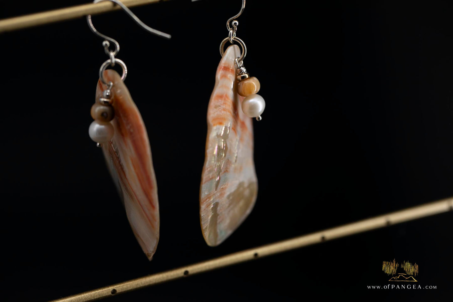 Red Abalone Oval (Mother of Pearl) Earrings - AAA Pearl, Abalone bead, sterling silver