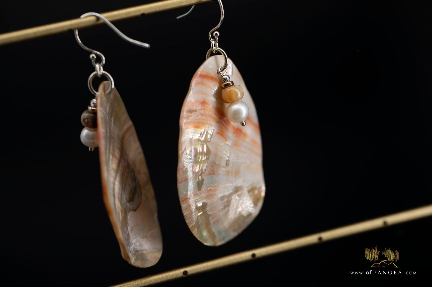 Red Abalone Oval (Mother of Pearl) Earrings - AAA Pearl, Abalone bead, sterling silver