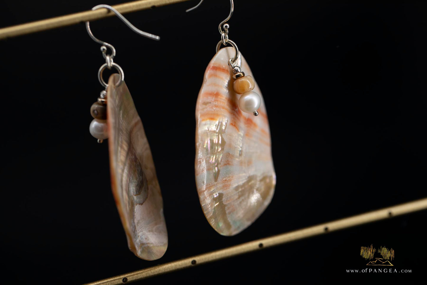 Red Abalone Oval (Mother of Pearl) Earrings - AAA Pearl, Abalone bead, sterling silver