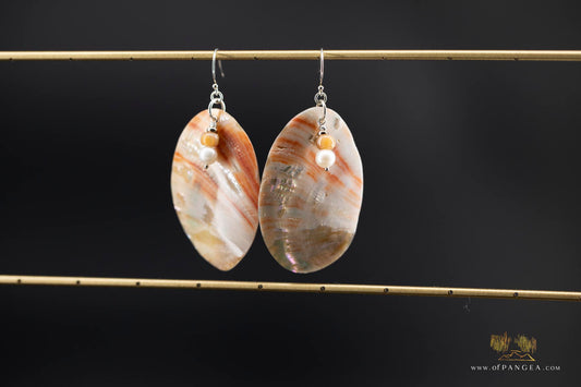 Red Abalone Oval (Mother of Pearl) Earrings - AAA Pearl, Abalone bead, sterling silver