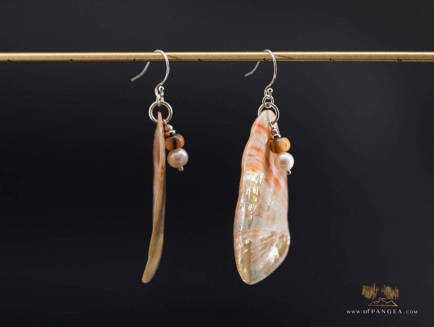 Red Abalone Oval (Mother of Pearl) Earrings - AAA Pearl, Abalone bead, sterling silver