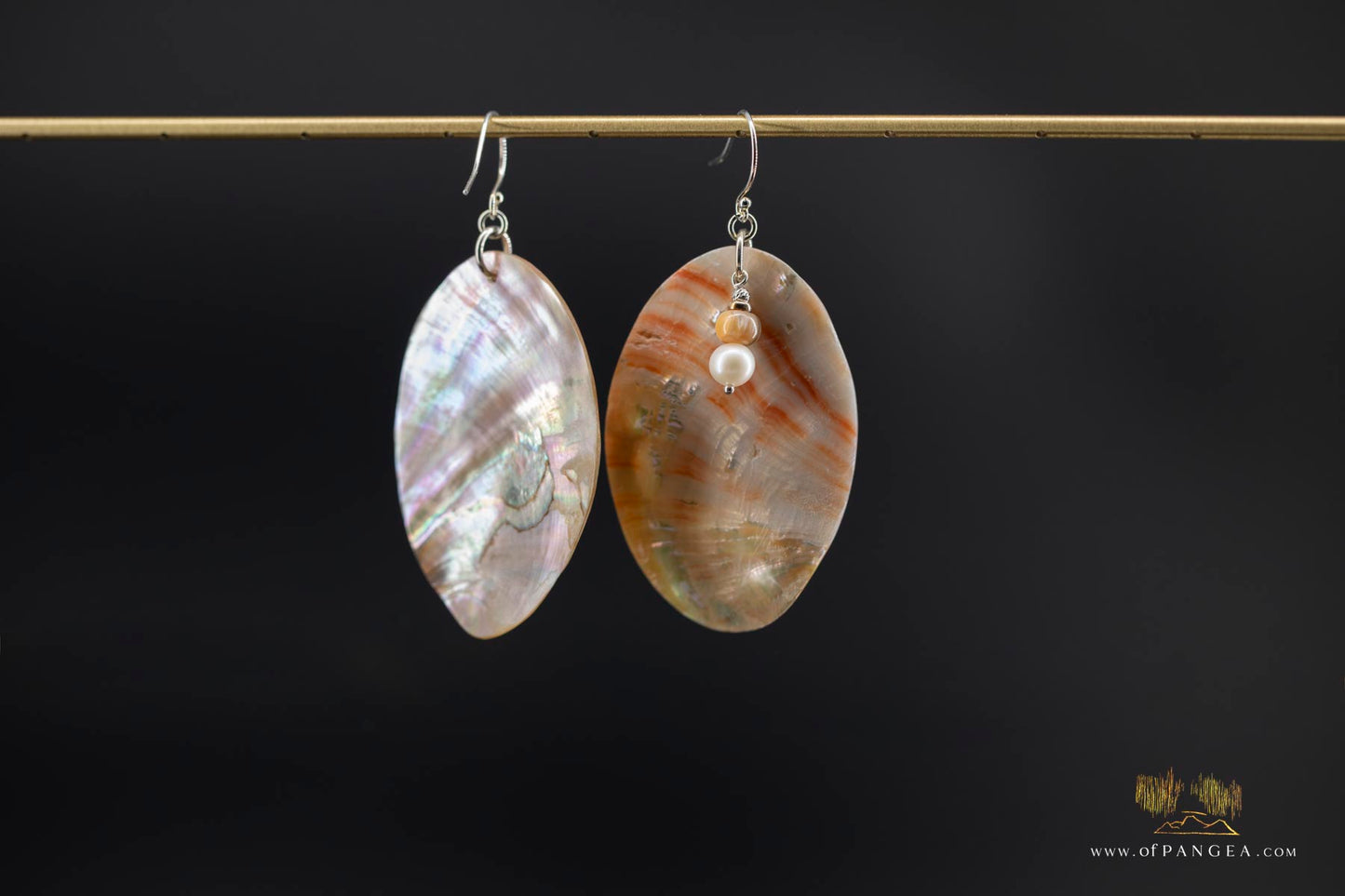 Red Abalone Oval (Mother of Pearl) Earrings - AAA Pearl, Abalone bead, sterling silver