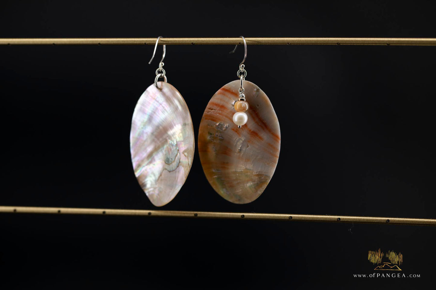 Red Abalone Oval (Mother of Pearl) Earrings - AAA Pearl, Abalone bead, sterling silver