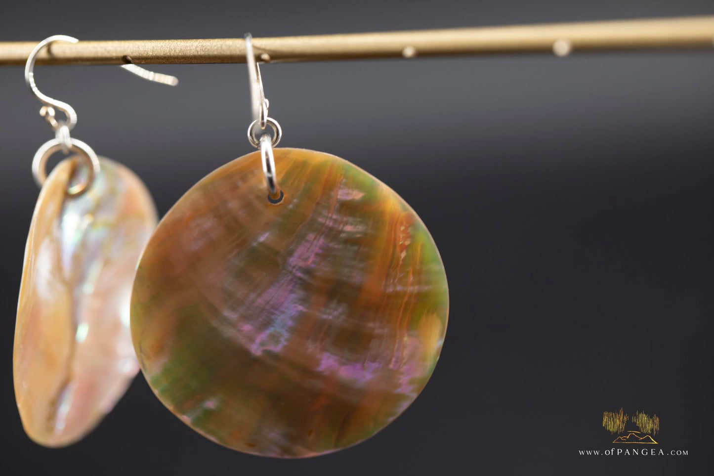 Red Abalone Circle (Mother of Pearl) Earrings - sterling silver