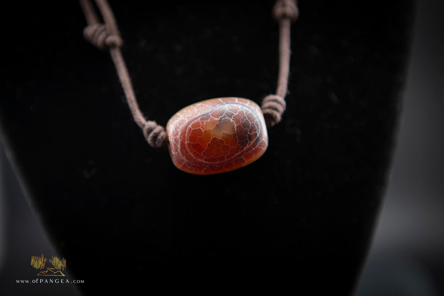 Tibetan Cracked Fire Agate Statement Necklace